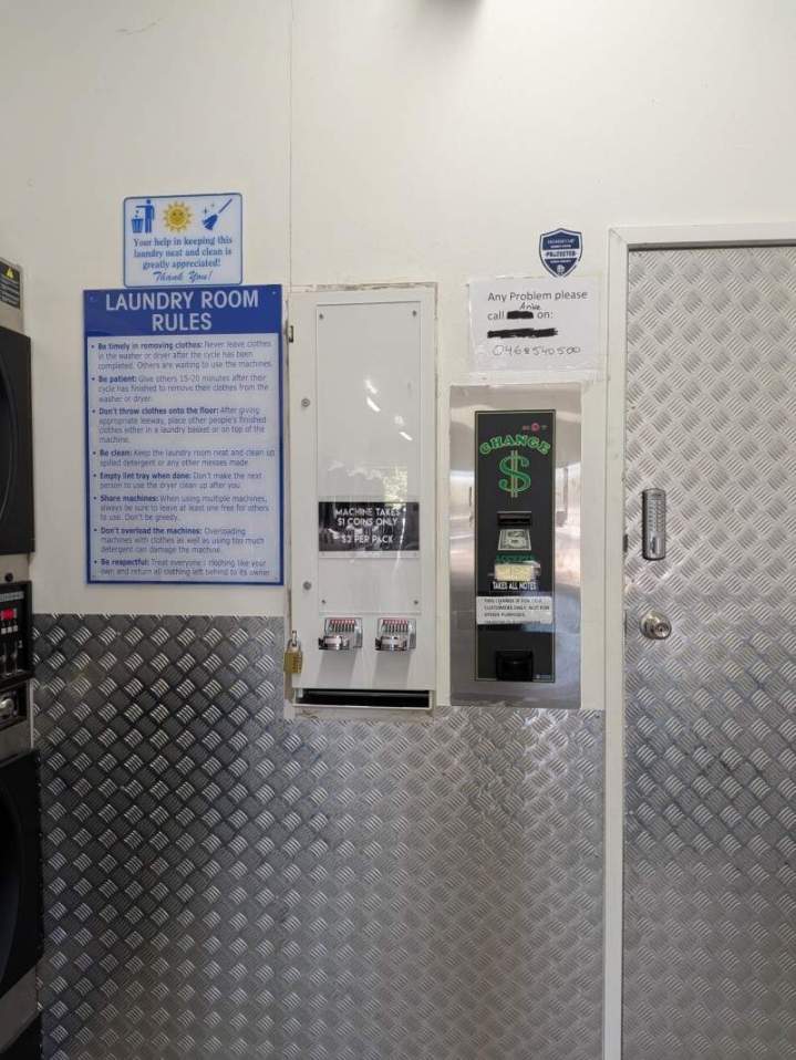 Laundry room rules and payment station Mitcham VIC